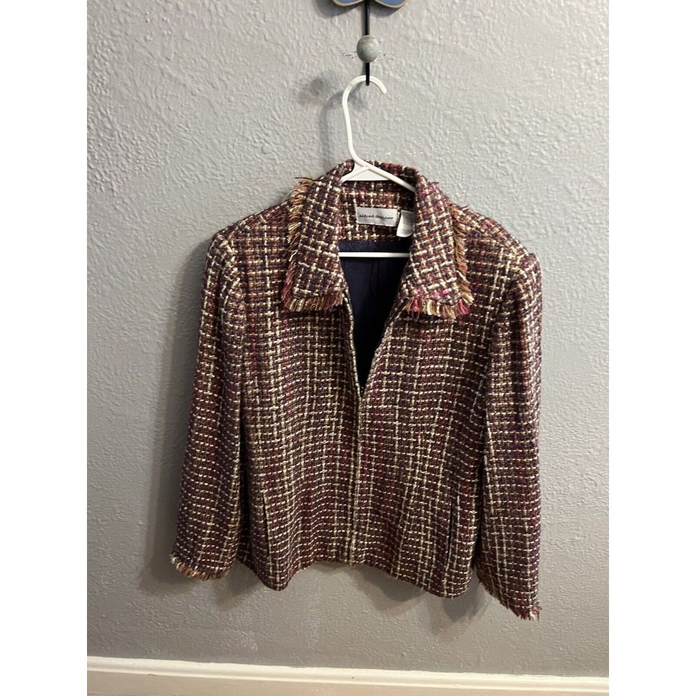 Womens Alfred Dunner Size 14 Multi Color Zip Up Jacket Blazer